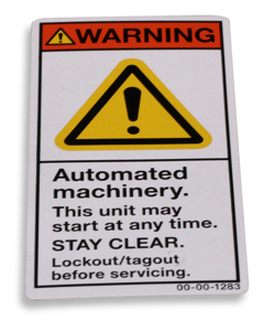 Aufkleber ISO 3864-2: Automat. machinery. This unit may ...